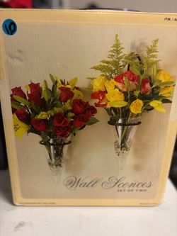 Wall Sconces Set of Two Glass Vases