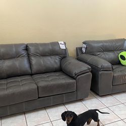 2 Faux Leather Couches