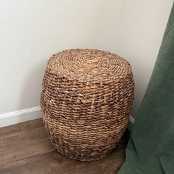 Boho round rattan end table