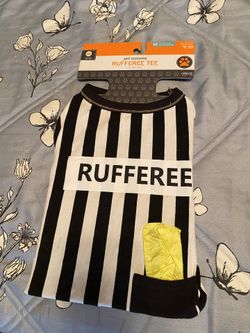 NWT Pet Dog Costume RUFFEREE Size M Up to 50 Lbs Halloween or Football