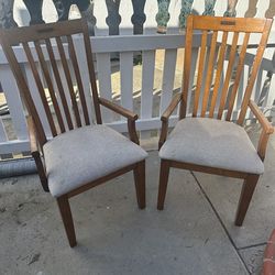Set of two hardwood padded chairs