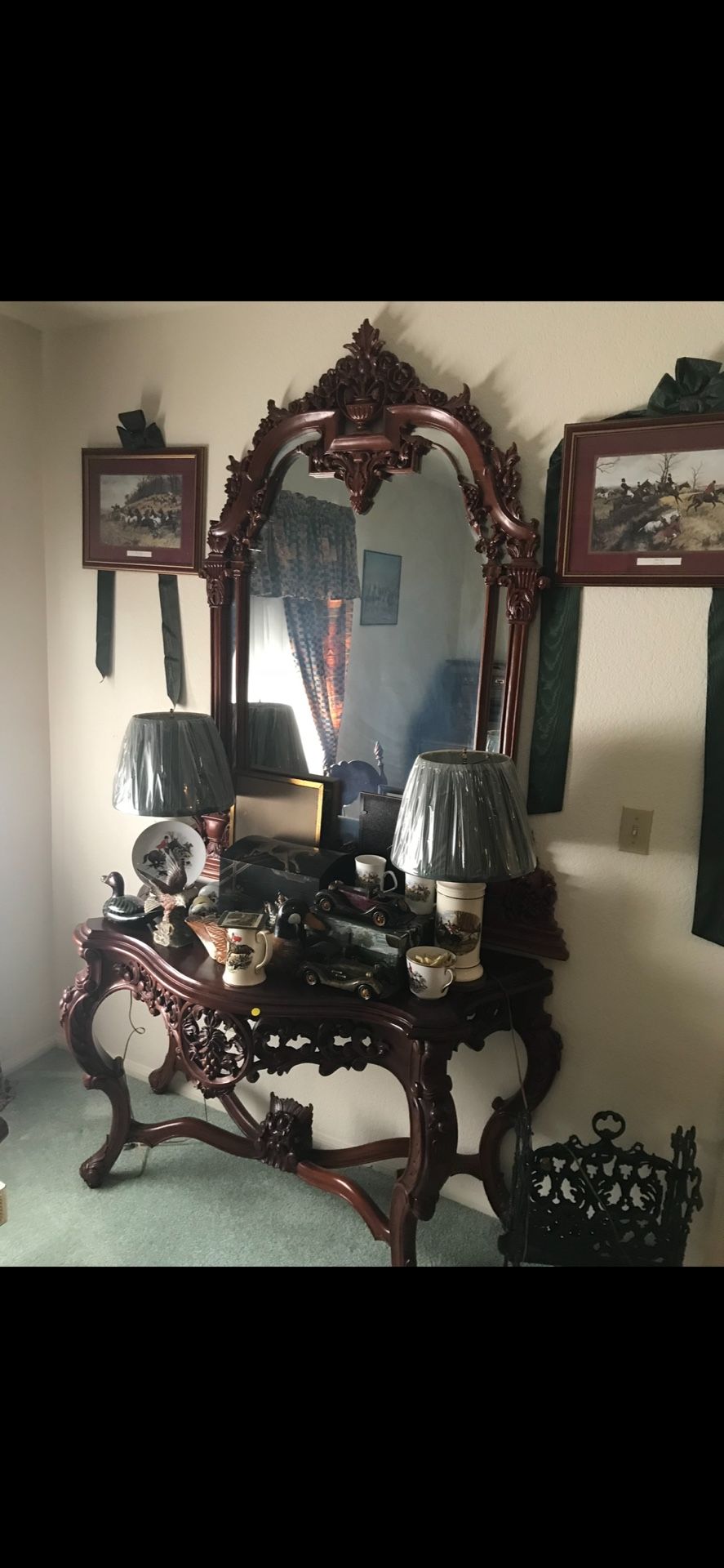 Antique Mirror And Table