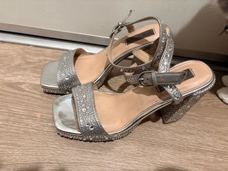 Steve Madden Women Silver Heels with Rhinestones