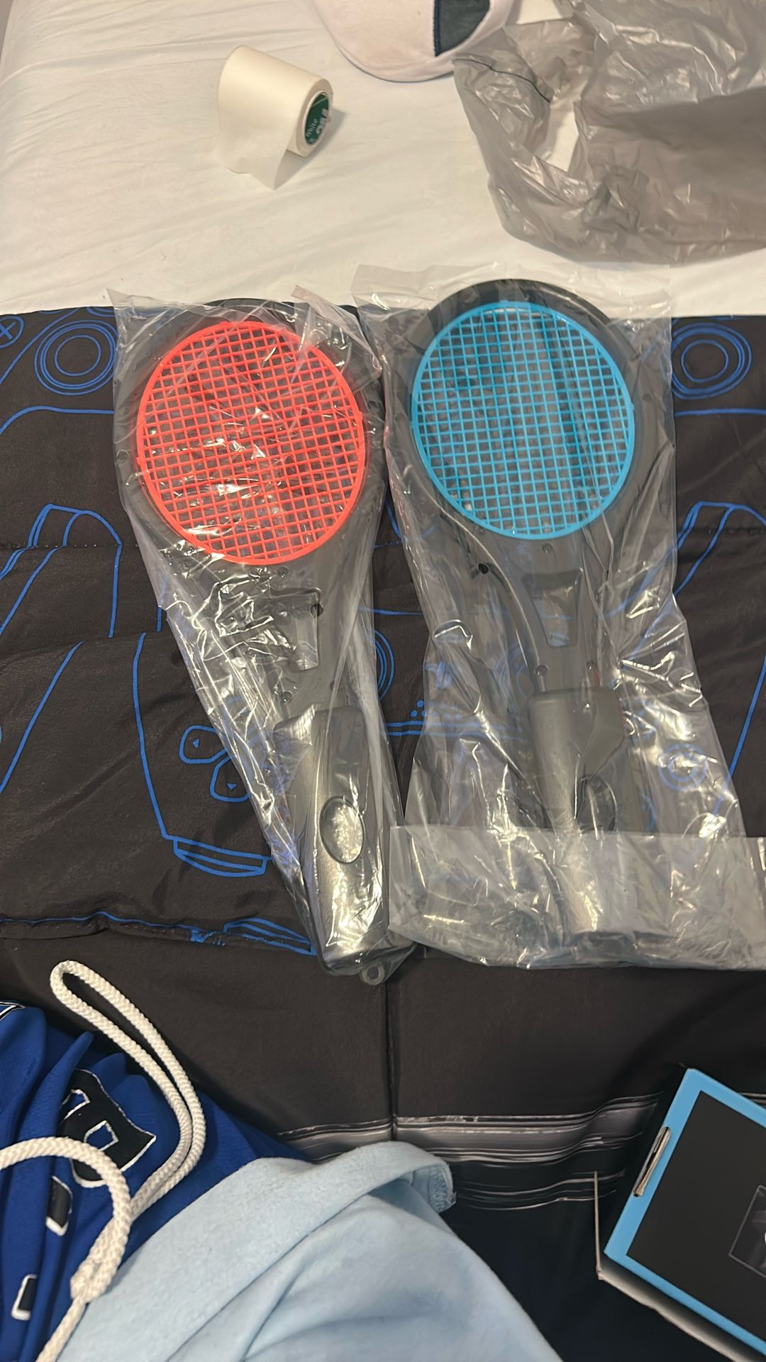 Tendak Tennis Racket for Nintendo Switch Joy-Con, Game Accessories for Mario Tennis Aces Game with 12 in 1 Game Card Case (2 Pack, Black)