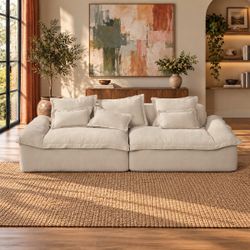Oversized Sofa with 6 Pillows