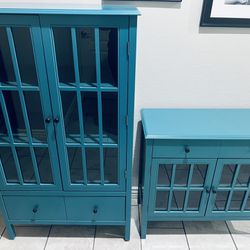 Windham Tall Storage Cabinet With Drawer Teal Threshold And 2 Door Accent Buffet/Entry Cabinet With Shelves
