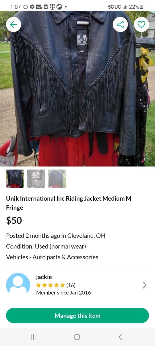 Unik International Leather Jacket Medium Fringe