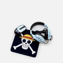 One Piece Headsets with Microphone, Wireless Mouse And mouse pad Tech Bundle