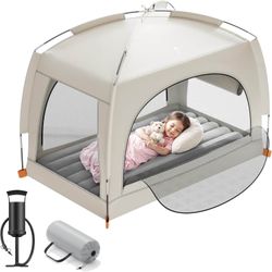 QPAU Inflatable Toddler Travel Bed with Tent and Extra Mattress