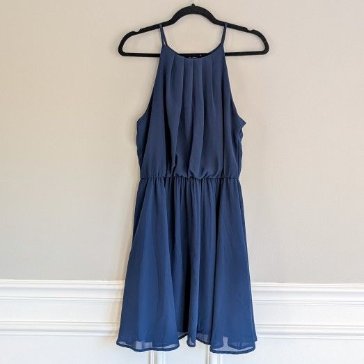 Lush Women's Short Dress Spaghetti Strap - Large, Blue