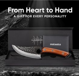 Matsato Chef Knife - Kitchen Knife for Cooking, Chopping. Japanese Steel Knife for Home, BBQ, Balance & Control, 6.3 Inch