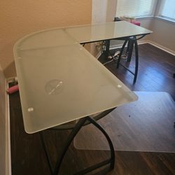 Glass Corner Desk, Book Shelf Set