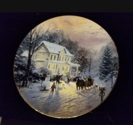 Thomas Kinkade 8" Sleighride Home Plate