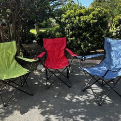 3 Folding Portable Camping Chairs