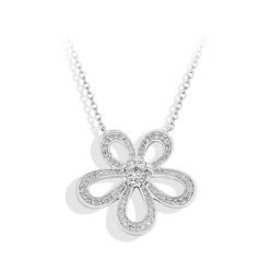 925 Sterling Silver VVS1  Moissanite Flower Pendant Necklace