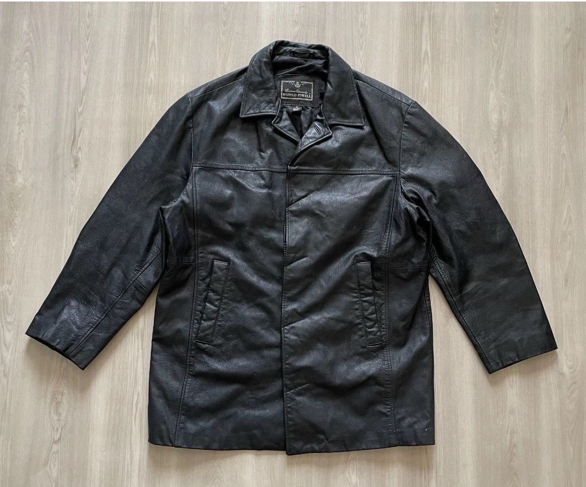 Vintage Harold Powell Genuine Leather Coat  Mens Large 