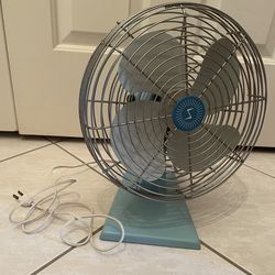 Vintage Superior Electric Fan Model 1000 Blue Mid Century 11" Works