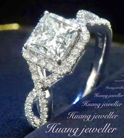 10k white gold cover princess cut radiant zircon engagement wedding ring size 7