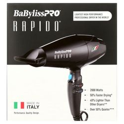 NEW! BaBylissPRO Rapido Professional Italian Hair Dryer • Never Used