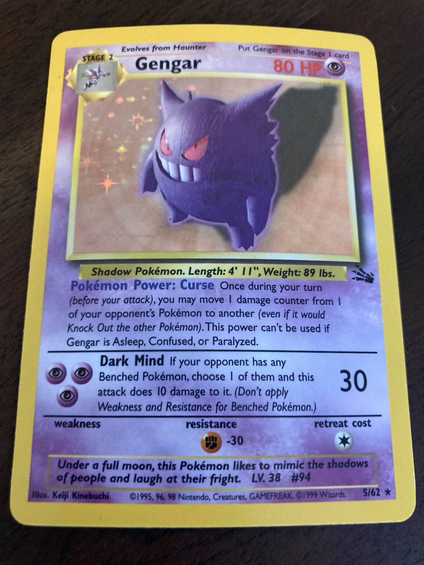 Holographic Gengar Pokémon Card