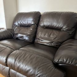 Leather Electric Reclining Loveseat 