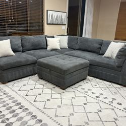 ThomasVille Tisdale 6pc Modular Grey Fabric Sectional