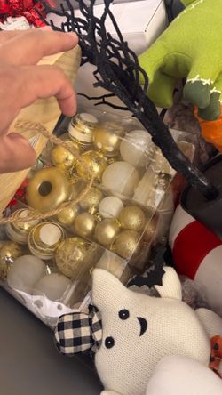 Assorted Christmas and Halloween decorations