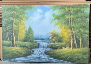 river waterfall painting