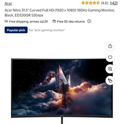 Acer Nitro 31.5" Curved Full HD Gaming Monitor 