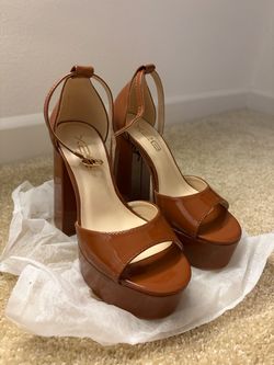 Brown platform heels