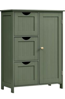 Bathroom Floor Storage Cabinet, 3 Drawers, Forest Green Bathroom Storage Unit, 3 Drawers, 23.6"L x 11.8"W x 31.9"H, SOFIE Collection UBBC049C01