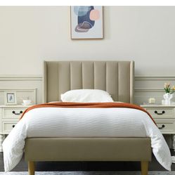 Twin Bed Frame Beige Color 