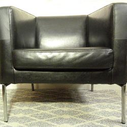 Ikea - Klappsta MC Modern Black Leather Club Chair - Delivered