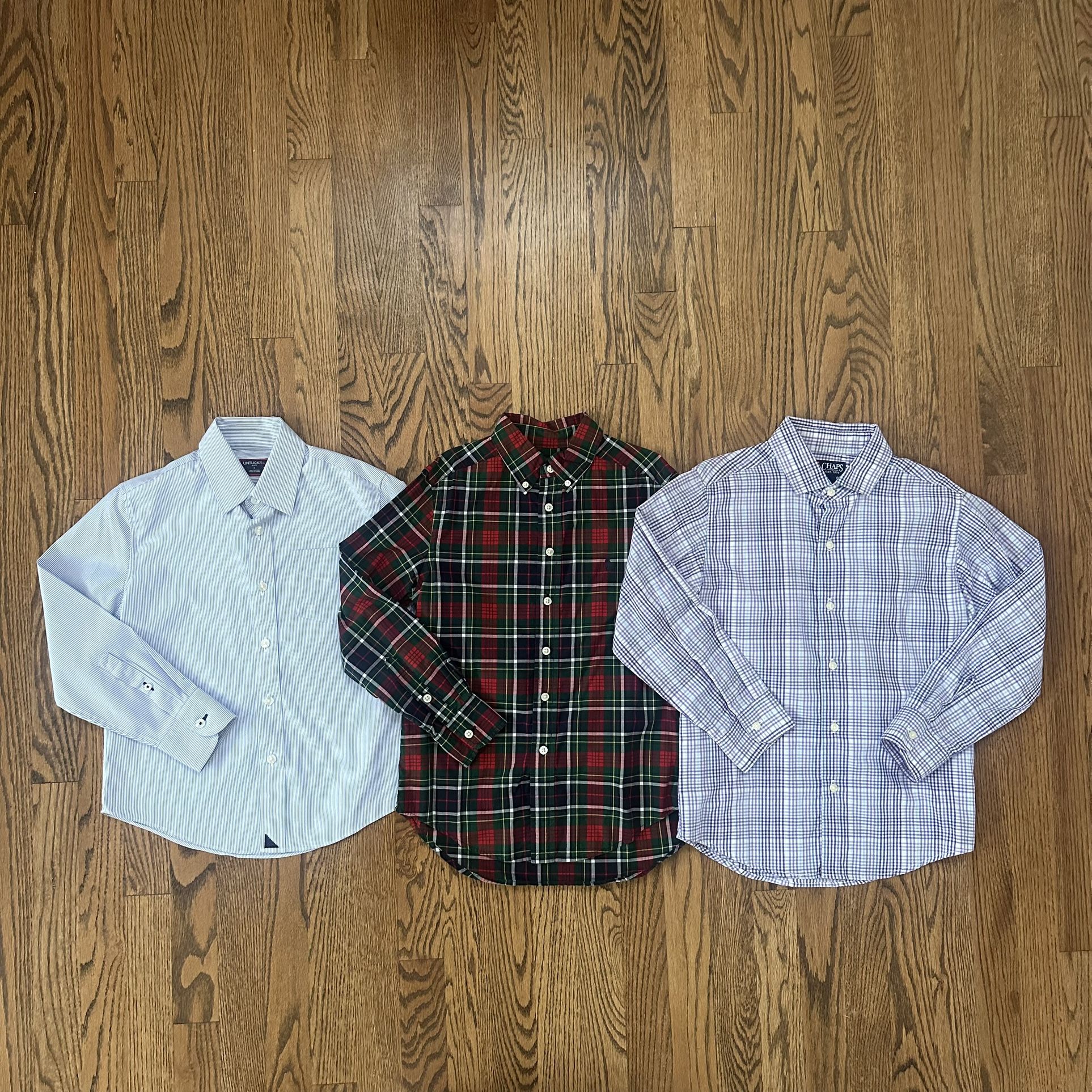 Boys Size 8 Long Sleeve Button Down Dress Shirts (Bundle of 3 shirts)