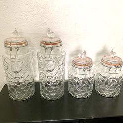 Glass Roster Canister Set In Tracy 