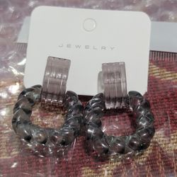 Elegant Black Hoop Stud Earrings