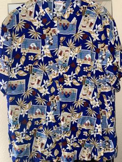 Vintage Disney 100% Rayon Mickey & Minnie Aloha Button Shirt MED