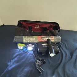 Tool Bundle: Husky Heavy-Duty Bag + Hammer + Head-Lamps + Flashlight — Ready To Go!