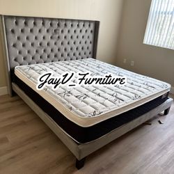 New King Bed Frame With Mattress 
