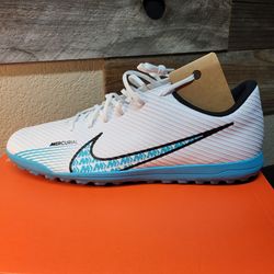 *NEW* Nike Zoom Mercurial Vapor 15 Club Turf Soccer Shoes White Blue Size Men 12