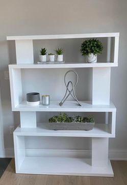 Modern White Geometric Bookshelf
