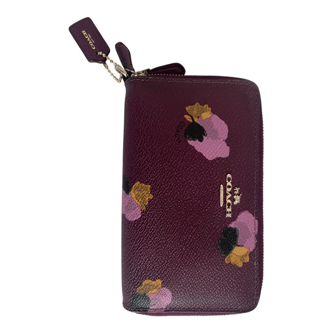 Coach Burgundy and Pink Floral Wallet