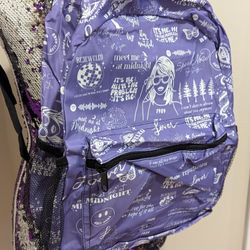 Taylor Swift Purple And White Backpack Book Bag 