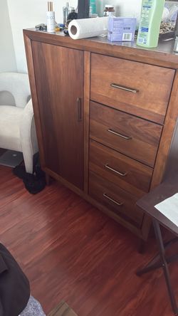 Mid-Century Modern Walnut Dresser with Door