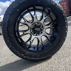 20” Motometal Used Clean Rims With Brand New Tires 6 Lug Chevy Gmc Toyota 