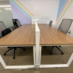 Office Workstation Desks For 8 People With Chairs