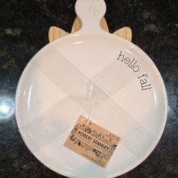 3- Robert Stanley "hello fall" White Pumpkin Divided Serving Plate