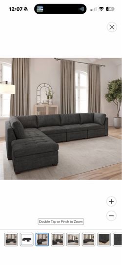 Large Dark Gray Sectional Sofa with Chaise