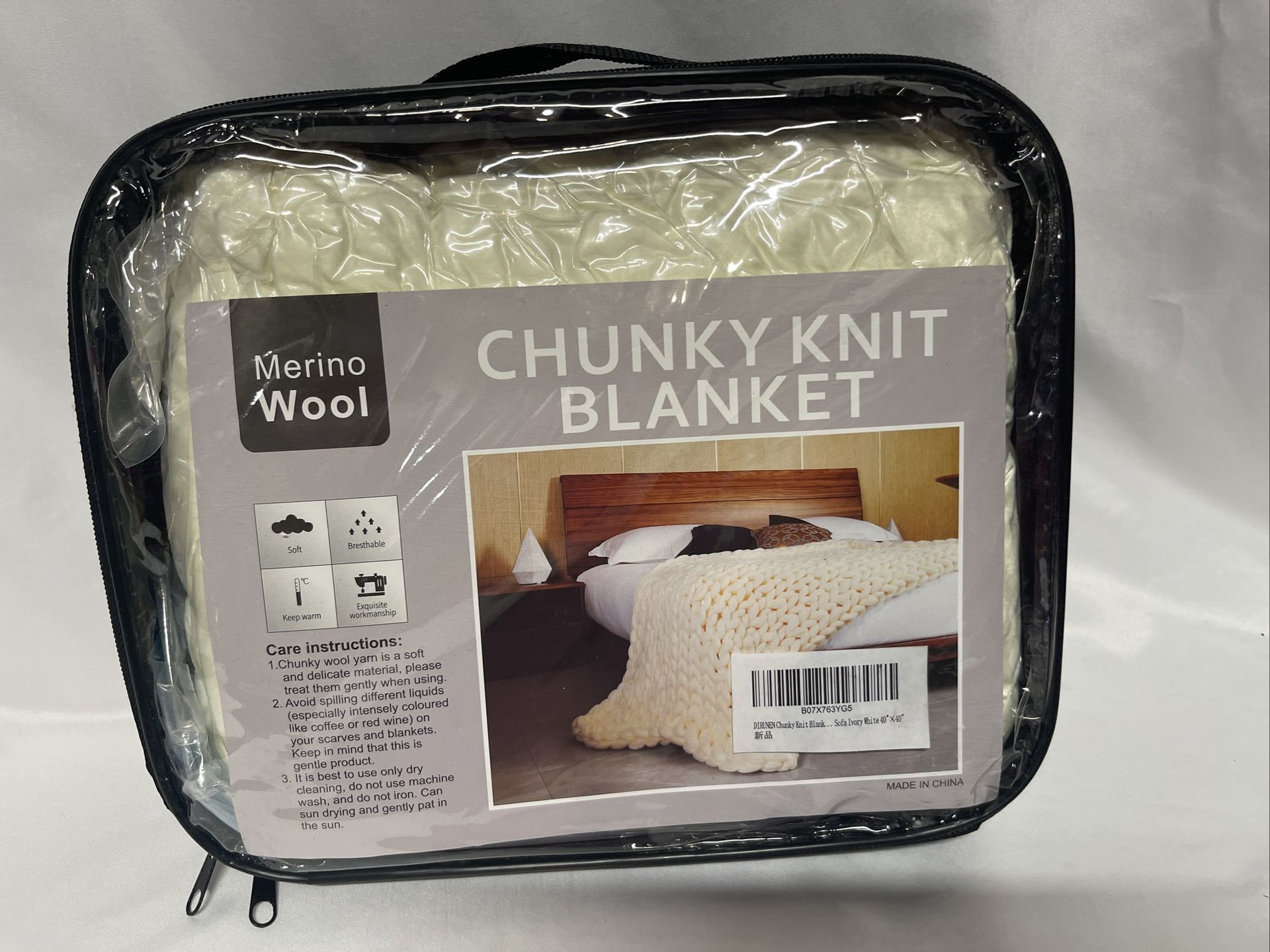 100% Merino Wool Chunky Blanket New