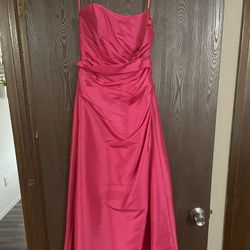 Pink Strapless Full Length Dress 